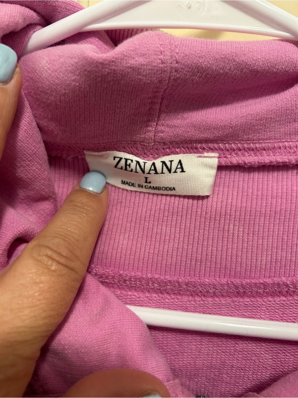 Zenana Pink Mineral Wash Half-Zip Pullover Hoodie Large - Picture 5 of 5
